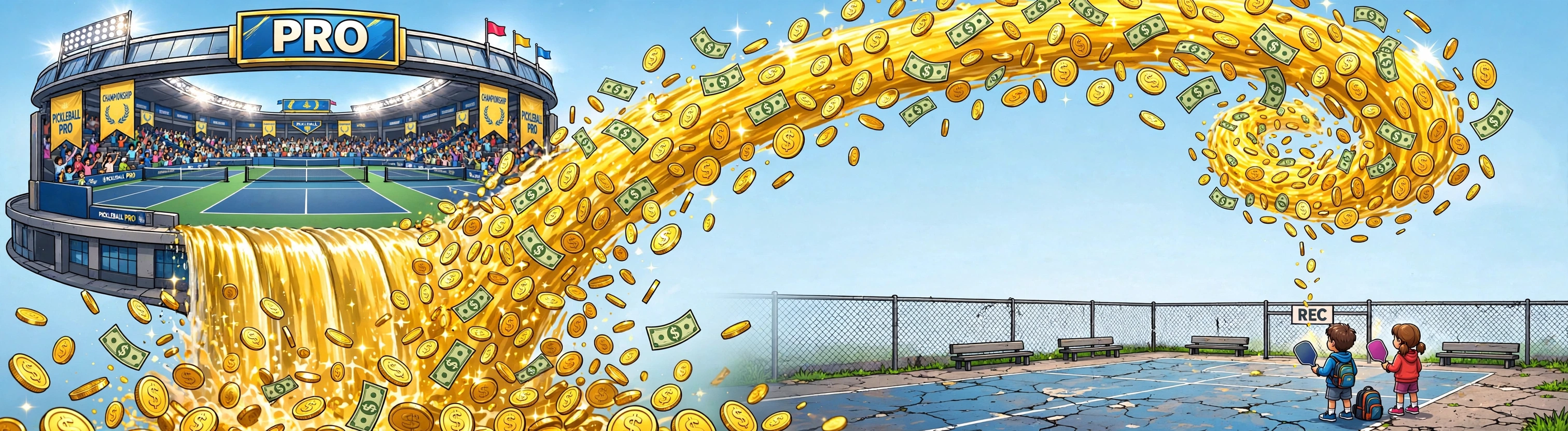 Money pours into the pro game while only a trickle reaches recreational courts